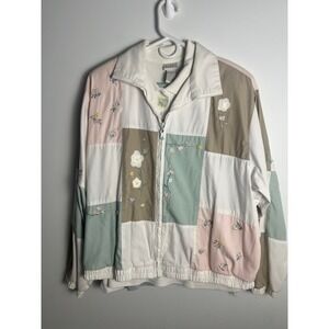 VTG Koret Francisca Patchwork Floral Embroidered Jacket + Polo Set XL Grannycore